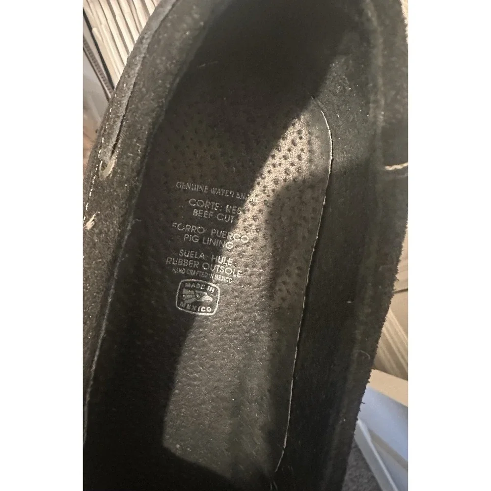 Mens Genuine Water Snake Skin Loafers Black Suede Slip On Shoes Size 12
